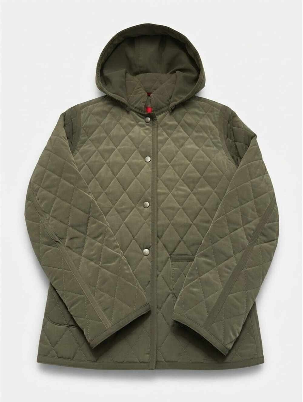 ESPRIT Women's Olive Green Quilted Hooded Jacket Coat Size M